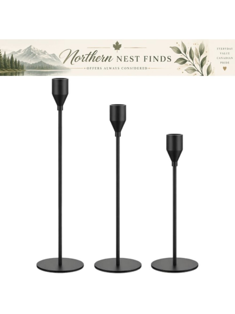 3 Pack Metal Candlestick Holders for Taper Candles, Tall Candle Stands